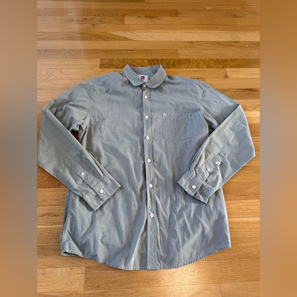 Quiksilver Men’s Long Sleeve Button Down Shirt Sage Size Medium Regular Fit - Picture 3 of 12